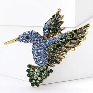 ✨ Zara Dominica Crystal Blue Hummingbird Brooch